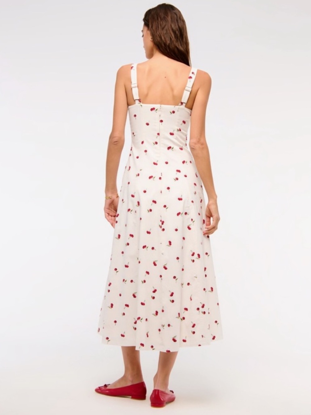Abercrombie & Fitch Mila Stretch Midi Dress in Cherry Print ๐ size XXLP $110 - Picture 6 of 16